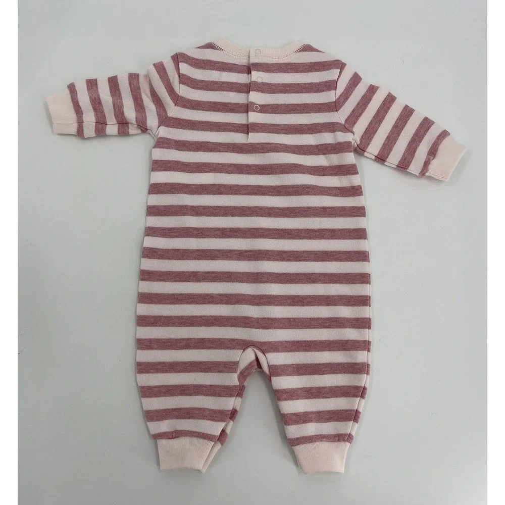 Ralph‎ Lauren Bodysuit with Classic Teddy Bear Brick Red Striped 3M Unisex